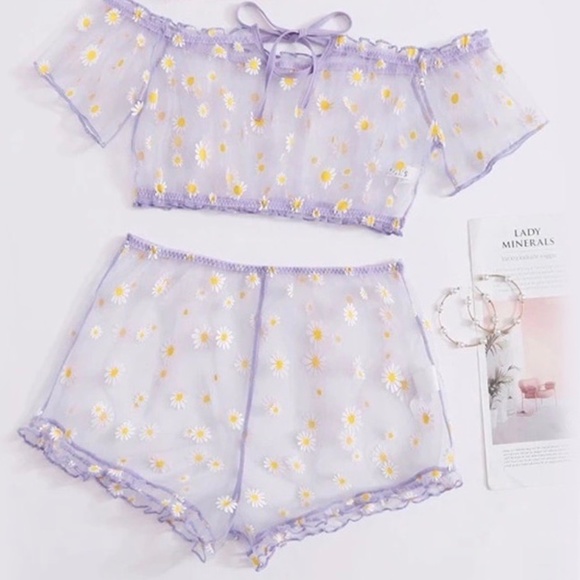 Black *** Sheer Play set, Romper, Teddy, Cosplay Pyjama set with Crop Top - Picture 4 of 7